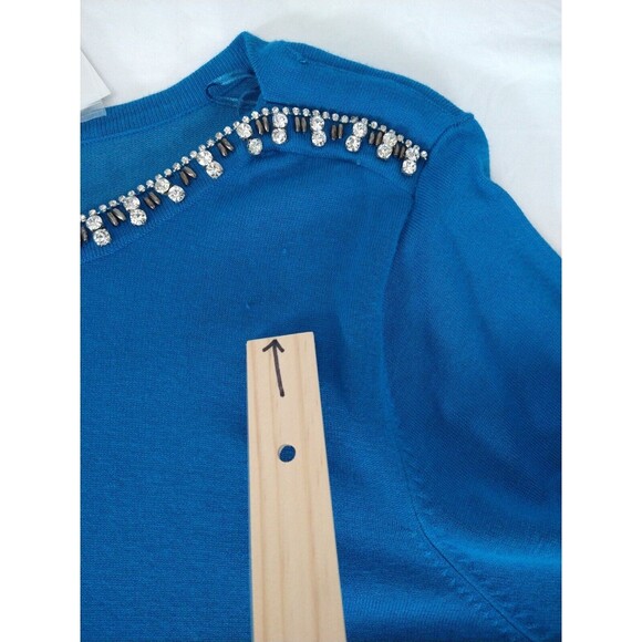 The Limited 3X Beaded Blue top NWT Flaw Snags *See Pics Dressy Cocktail Party - Picture 10 of 14